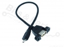 USB Chassisdeel met kabel USB A Female naar USB Micro Male